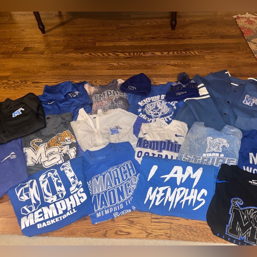 MEMPHIS TIGERS SHIRTS/SWEATSHIRTS (mainly smalls)